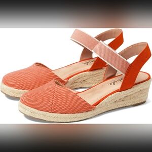 EUC LifeStride summer wedges orange fabric